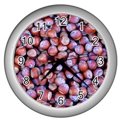 Hazelnuts Nuts Market Brown Nut Wall Clocks (silver)  by Amaryn4rt