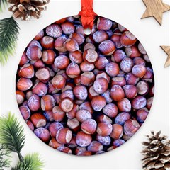 Hazelnuts Nuts Market Brown Nut Round Ornament (two Sides)  by Amaryn4rt