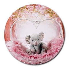 Elephant Heart Plush Vertical Toy Round Mousepads