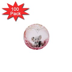 Elephant Heart Plush Vertical Toy 1  Mini Buttons (100 Pack)  by Amaryn4rt