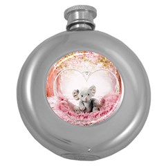 Elephant Heart Plush Vertical Toy Round Hip Flask (5 oz)