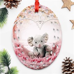 Elephant Heart Plush Vertical Toy Ornament (Oval Filigree) 