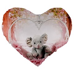 Elephant Heart Plush Vertical Toy Large 19  Premium Heart Shape Cushions