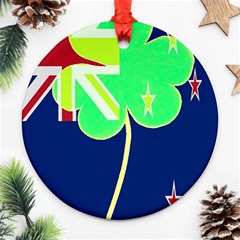 Irishshamrock New Zealand Ireland Funny St Patrick Flag Ornament (round)  by yoursparklingshop