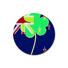 Irishshamrock New Zealand Ireland Funny St Patrick Flag Rubber Coaster (round)  by yoursparklingshop