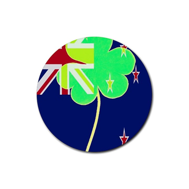 IrishShamrock New Zealand Ireland Funny St Patrick Flag Rubber Coaster (Round) 