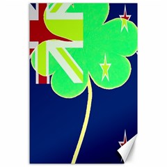 Irishshamrock New Zealand Ireland Funny St Patrick Flag Canvas 24  X 36  by yoursparklingshop