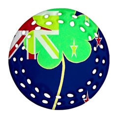 Irishshamrock New Zealand Ireland Funny St Patrick Flag Ornament (round Filigree)  by yoursparklingshop