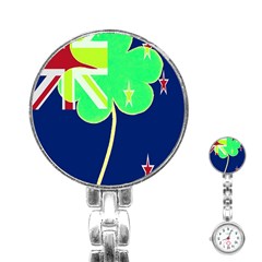 Irishshamrock New Zealand Ireland Funny St Patrick Flag Stainless Steel Nurses Watch by yoursparklingshop