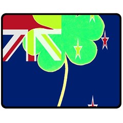 Irishshamrock New Zealand Ireland Funny St Patrick Flag Double Sided Fleece Blanket (medium)  by yoursparklingshop