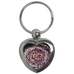 Mosaic Colorful Abstract Circular Key Chains (heart)  by Amaryn4rt