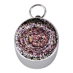 Mosaic Colorful Abstract Circular Mini Silver Compasses by Amaryn4rt