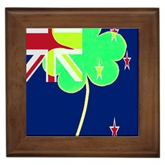 Irish Shamrock New Zealand Ireland Funny St Patrick Flag Framed Tiles