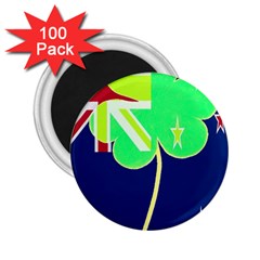 Irish Shamrock New Zealand Ireland Funny St Patrick Flag 2 25  Magnets (100 Pack)  by yoursparklingshop