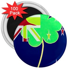 Irish Shamrock New Zealand Ireland Funny St Patrick Flag 3  Magnets (100 Pack) by yoursparklingshop