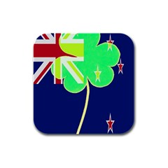 Irish Shamrock New Zealand Ireland Funny St Patrick Flag Rubber Square Coaster (4 Pack)  by yoursparklingshop