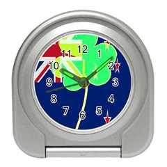 Irish Shamrock New Zealand Ireland Funny St Patrick Flag Travel Alarm Clocks by yoursparklingshop