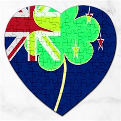 Irish Shamrock New Zealand Ireland Funny St Patrick Flag Jigsaw Puzzle (heart) by yoursparklingshop