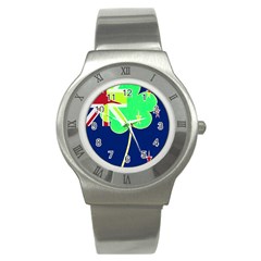 Irish Shamrock New Zealand Ireland Funny St Patrick Flag Stainless Steel Watch by yoursparklingshop