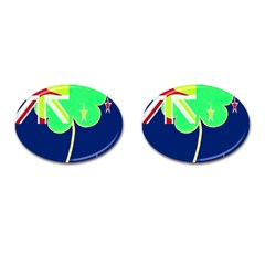 Irish Shamrock New Zealand Ireland Funny St Patrick Flag Cufflinks (oval) by yoursparklingshop