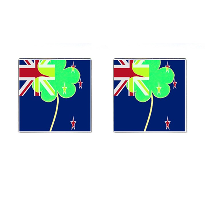 Irish Shamrock New Zealand Ireland Funny St Patrick Flag Cufflinks (Square)