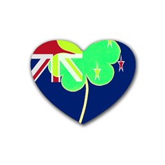 Irish Shamrock New Zealand Ireland Funny St Patrick Flag Rubber Coaster (heart)  by yoursparklingshop