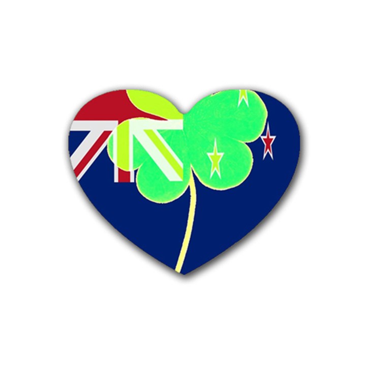 Irish Shamrock New Zealand Ireland Funny St Patrick Flag Rubber Coaster (Heart) 