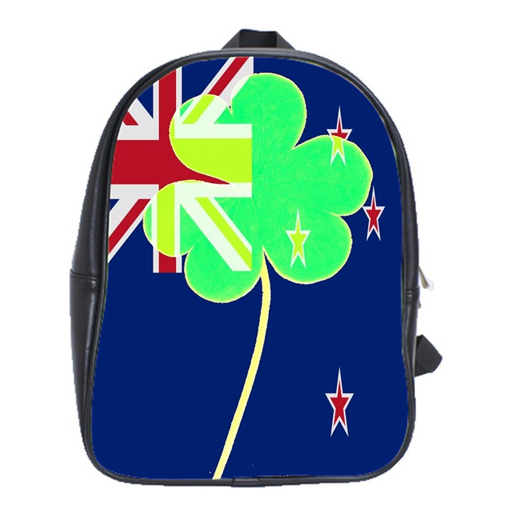 Irish Shamrock New Zealand Ireland Funny St Patrick Flag School Bags(Large) 