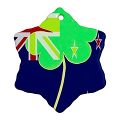 Irish Shamrock New Zealand Ireland Funny St Patrick Flag Snowflake Ornament (2-side) by yoursparklingshop