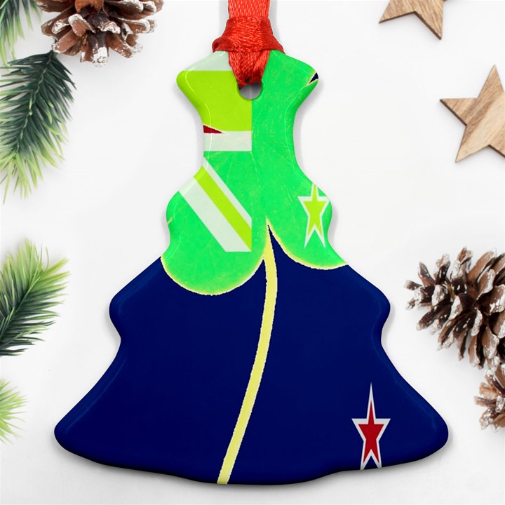 Irish Shamrock New Zealand Ireland Funny St Patrick Flag Christmas Tree Ornament (2 Sides)