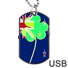 Irish Shamrock New Zealand Ireland Funny St Patrick Flag Dog Tag Usb Flash (one Side) by yoursparklingshop