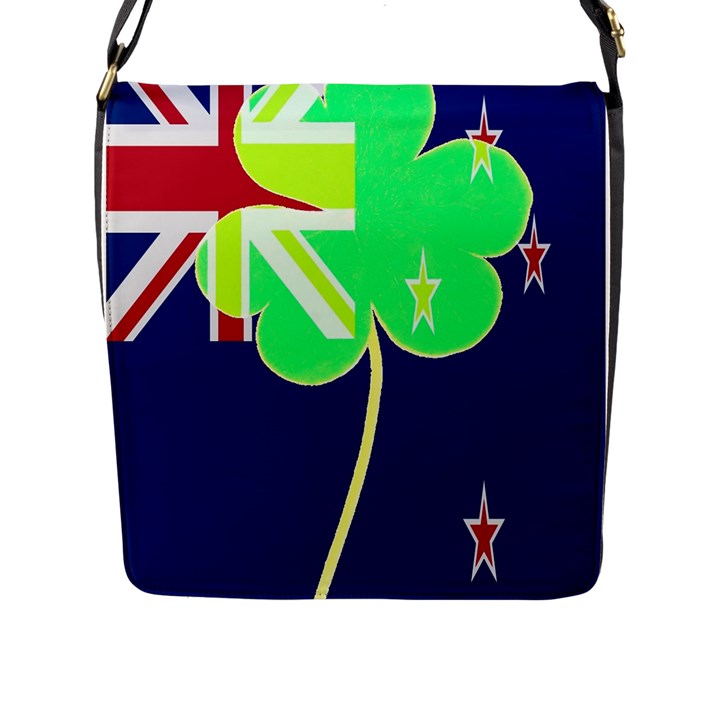 Irish Shamrock New Zealand Ireland Funny St Patrick Flag Flap Messenger Bag (L) 