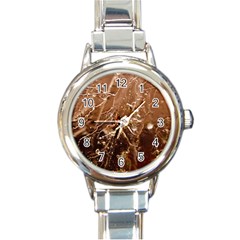 Ice Iced Structure Frozen Frost Round Italian Charm Watch by Amaryn4rt