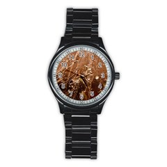 Ice Iced Structure Frozen Frost Stainless Steel Round Watch by Amaryn4rt