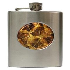 Leaves Autumn Texture Brown Hip Flask (6 Oz) by Amaryn4rt