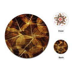 Leaves Autumn Texture Brown Playing Cards (round)  by Amaryn4rt