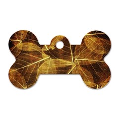 Leaves Autumn Texture Brown Dog Tag Bone (one Side) by Amaryn4rt