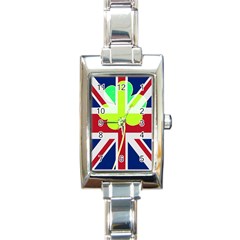 Irish British Shamrock United Kingdom Ireland Funny St  Patrick Flag Rectangle Italian Charm Watch by yoursparklingshop