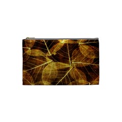 Leaves Autumn Texture Brown Cosmetic Bag (small)  by Amaryn4rt