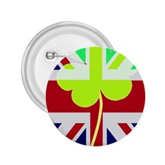 Irish British Shamrock United Kingdom Ireland Funny St  Patrick Flag 2 25  Buttons by yoursparklingshop