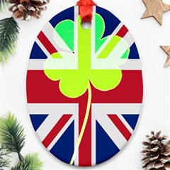 Irish British Shamrock United Kingdom Ireland Funny St  Patrick Flag Ornament (oval)  by yoursparklingshop