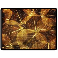 Leaves Autumn Texture Brown Fleece Blanket (large)  by Amaryn4rt