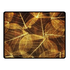 Leaves Autumn Texture Brown Fleece Blanket (small) by Amaryn4rt