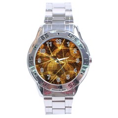 Leaves Autumn Texture Brown Stainless Steel Analogue Watch by Amaryn4rt