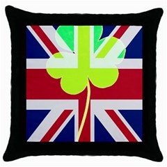 Irish British Shamrock United Kingdom Ireland Funny St  Patrick Flag Throw Pillow Case (black) by yoursparklingshop