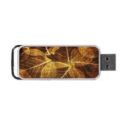 Leaves Autumn Texture Brown Portable Usb Flash (one Side) by Amaryn4rt