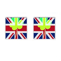 Irish British Shamrock United Kingdom Ireland Funny St  Patrick Flag Cufflinks (square) by yoursparklingshop