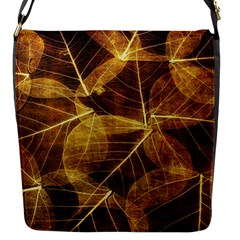 Leaves Autumn Texture Brown Flap Messenger Bag (s) by Amaryn4rt