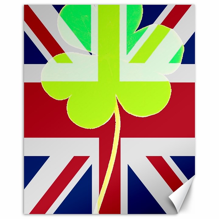 Irish British Shamrock United Kingdom Ireland Funny St. Patrick Flag Canvas 16  x 20  