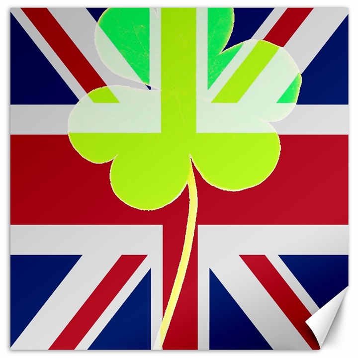 Irish British Shamrock United Kingdom Ireland Funny St. Patrick Flag Canvas 20  x 20  